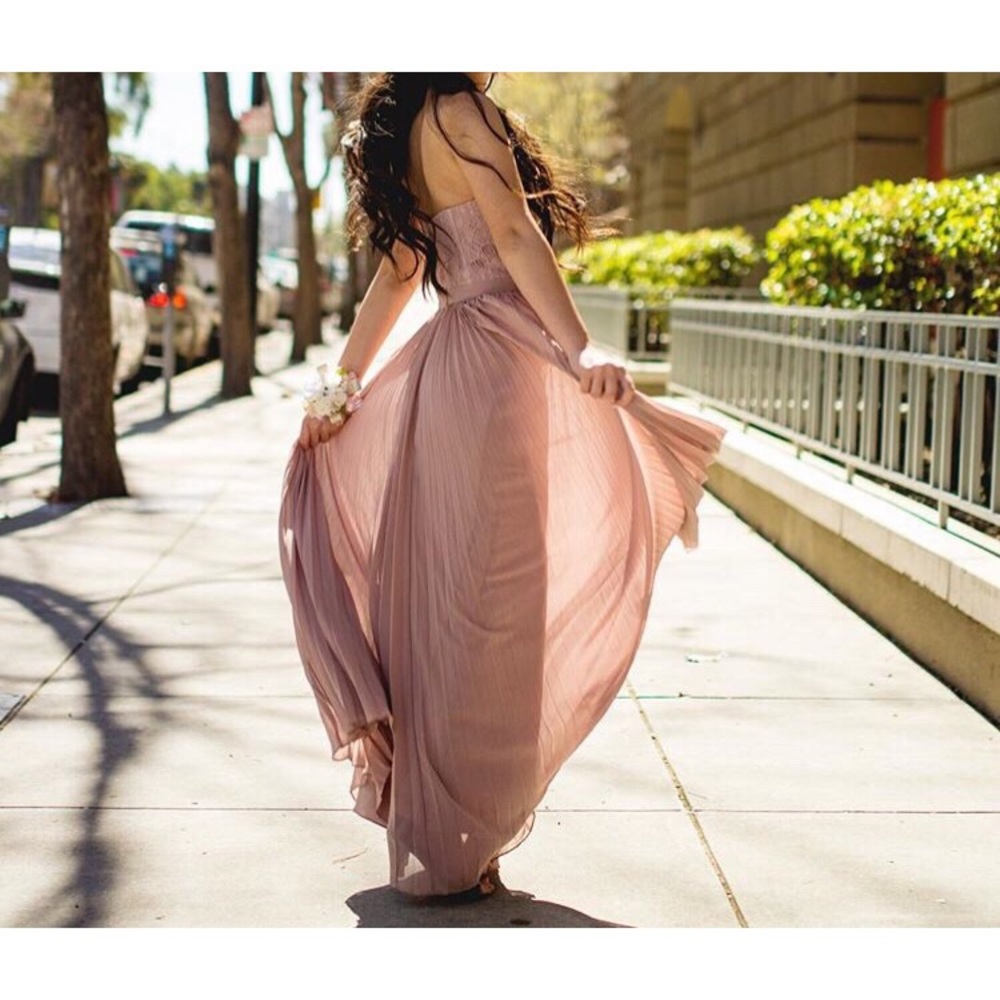 Bariano - CUPID TAUPE STRAPLESS LACE MAXI DRESS
